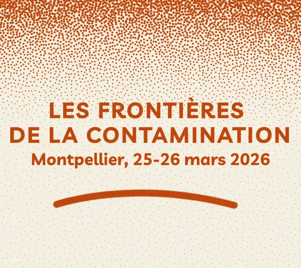 Les frontières de la contamination (25-26 mars 2026, Montpellier) : texte rouge sur fond blanc