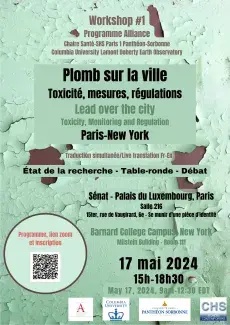 Affiche de l'événement reprenant les informations contenues dans le texte de cette page, sur fond de peinture écaillée/Event poster with the information contained in the text on this page, against a background of peeling paint