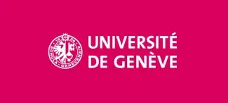 Logo université de Genève nom blanc sur fond rouge